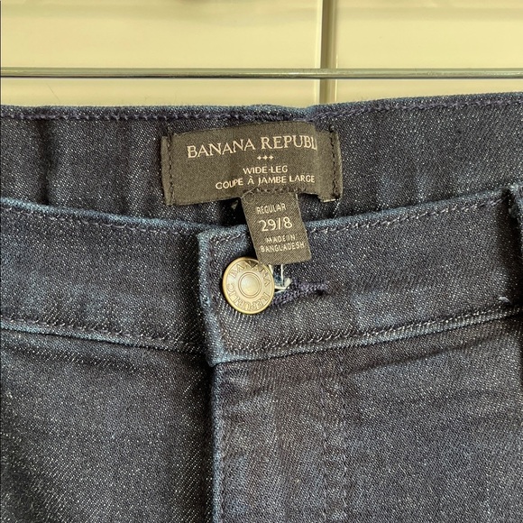 Banana Republic Women's Dark Blue Pleated Wide Leg Denim Jeans, 29/8 - Picture 2 of 9